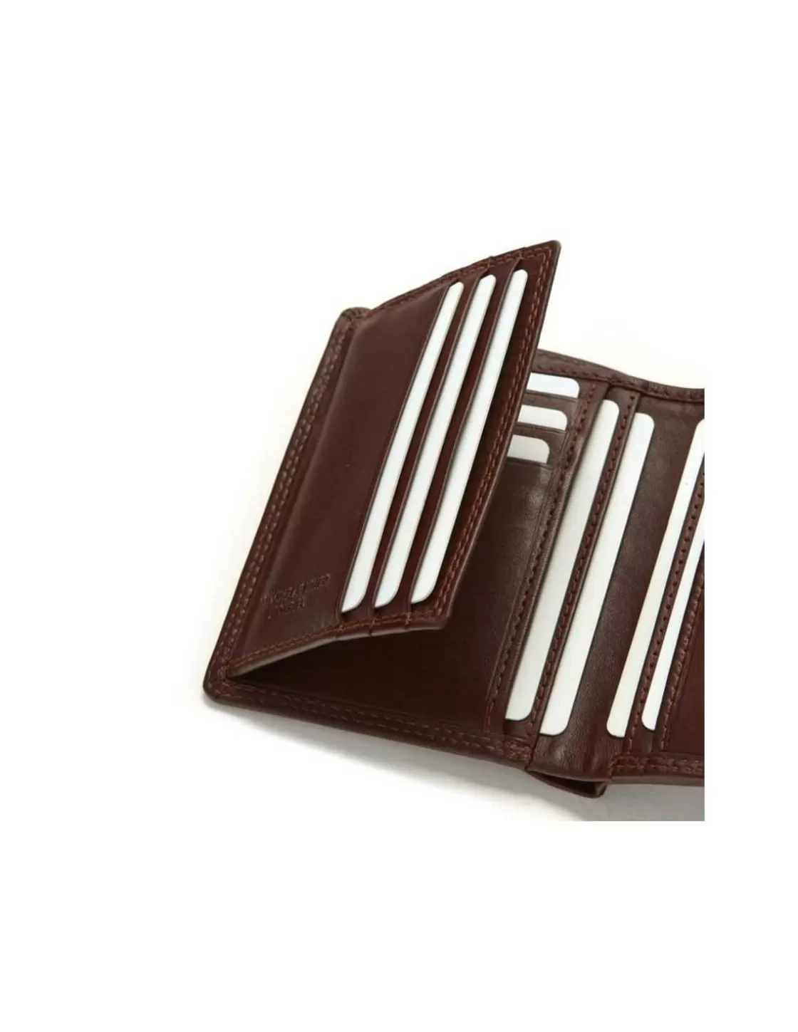 MONPIEL Men'S Leather Wallets^Double Stitching Wallet With Clasp And Back Coin Pocket Sky Brown