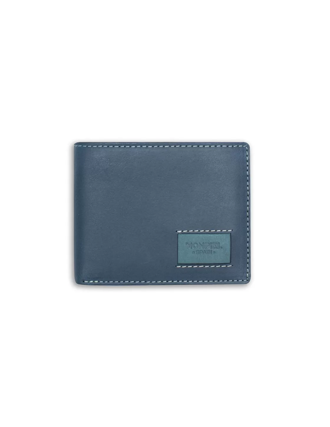 MONPIEL Men'S Leather Wallets^Large American Wallet Patch With Logo Blue