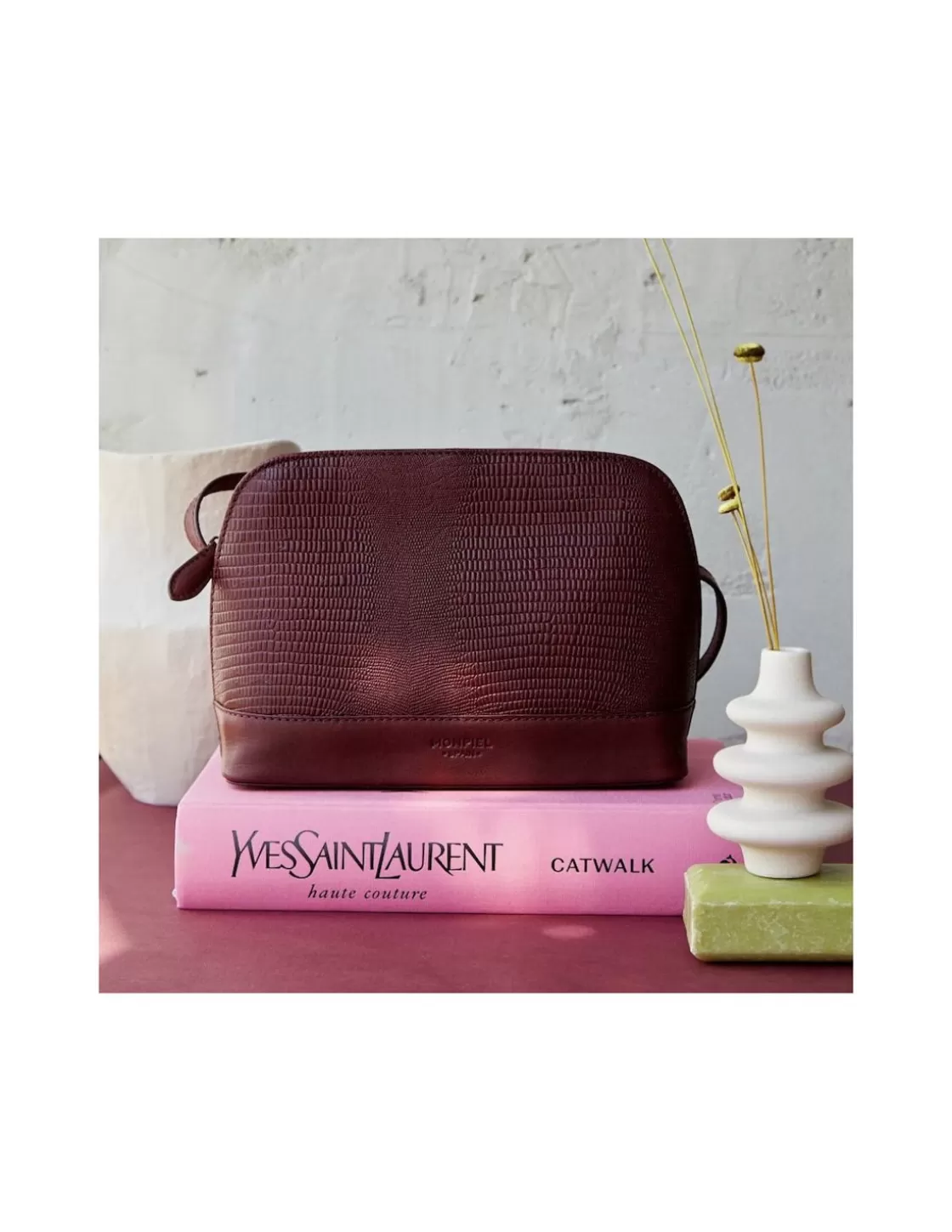 MONPIEL Women'S Leather Bag^Medium Leather Bag Burgundy Snake