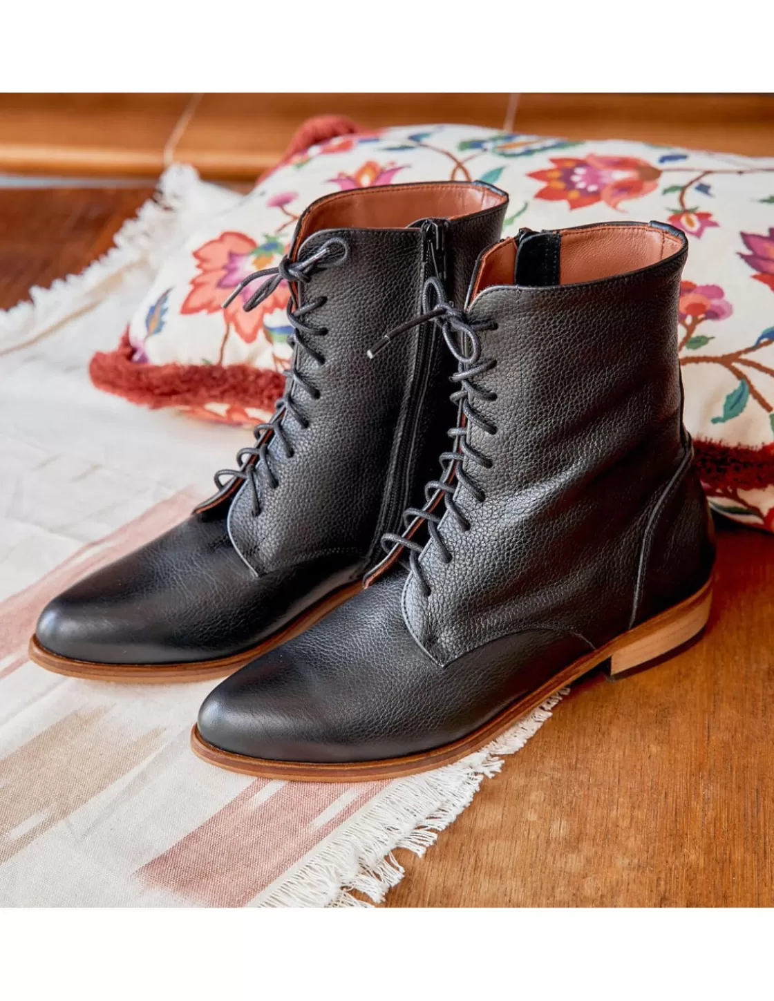 MONPIEL Leather Booty Woman^Vero Women'S Leather Ankle Boots Fine Point Black